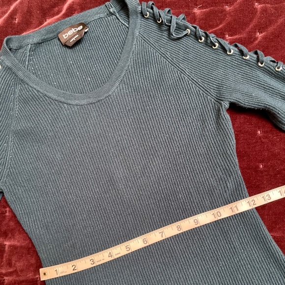 Bebé Teal Ribbed Sweater, size L - Picture 4 of 5